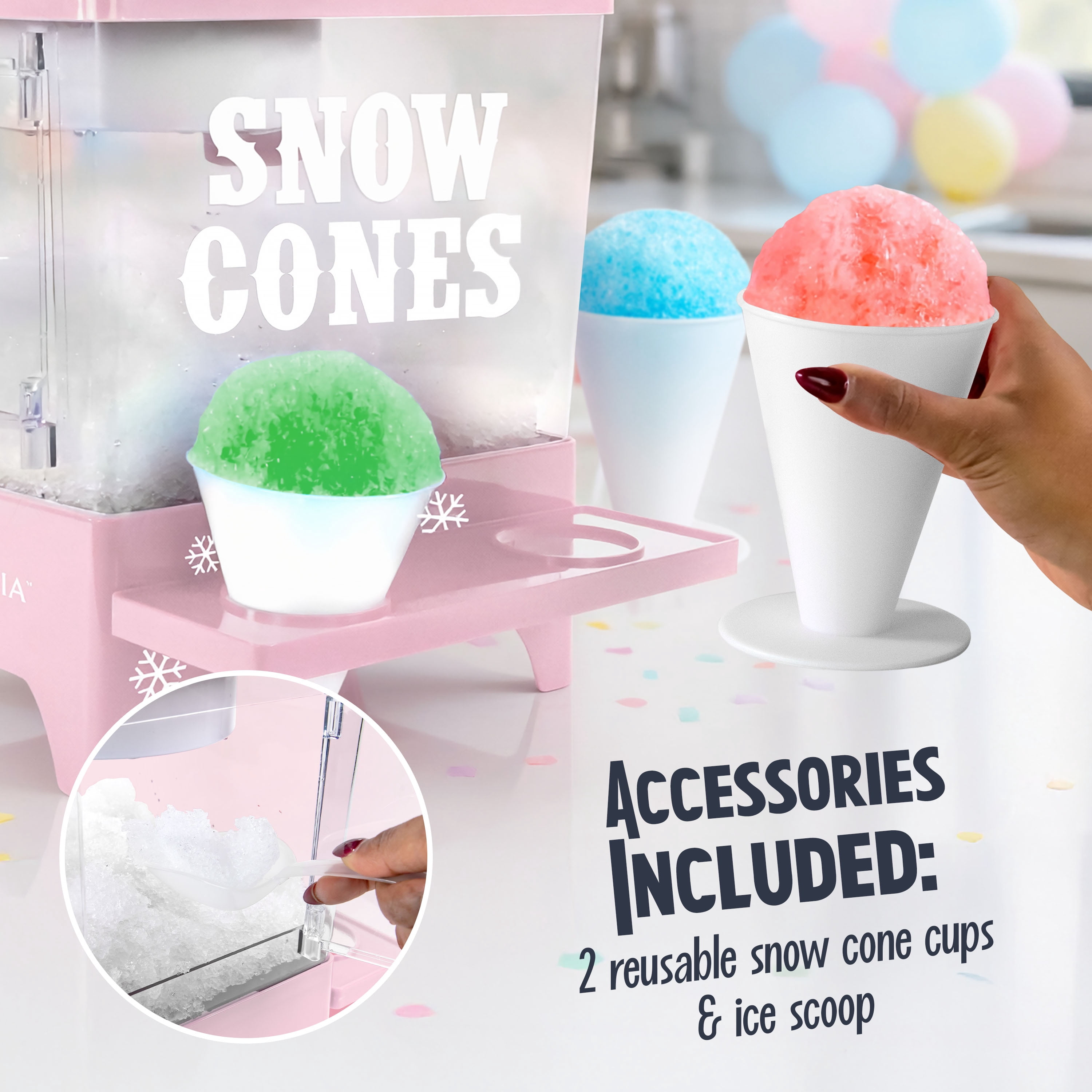Nostalgia Snow Cone Shaved Ice Machine, Pink