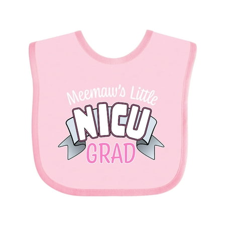 

Inktastic Meemaw s Little Nicu Grad in Pink with Banner Gift Baby Boy or Baby Girl Bib