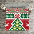 thumbnail image 4 of Christmas Bedspread Set, Nordic Deer Noel Yuletide Tree Snowflakes Christmas Season Composition, Decorative Quilted Coverlet Set with Pillow Shams Included, Green Vermilion White, by Ambesonne, 4 of 4