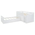thumbnail image 5 of L-Shaped Space-Saving Solid and Stable Twin Loft and Twin Platform Bed with 7 Drawers and Full Guardrails (White), 5 of 16