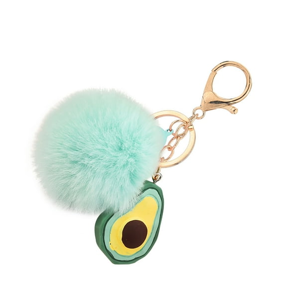 HUONA Soft Plush Ball Keychain Creative Geometric Fruit Key Charm Ladies Handbag Backpack Decorations Type A