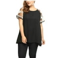 thumbnail image 3 of Unique Bargains Women's Plus Size Crochet Mesh Panel Sheer Raglan Sleeve Top 1X Black, 3 of 6