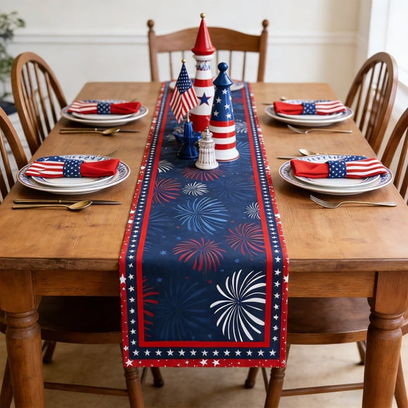 CaiYueKe American Flag Patriotic Table Runner for Independence Day Fourth of July Party Decorations Patriotic Table Decor Holiday Tablecloth Dining Table Centerpiece