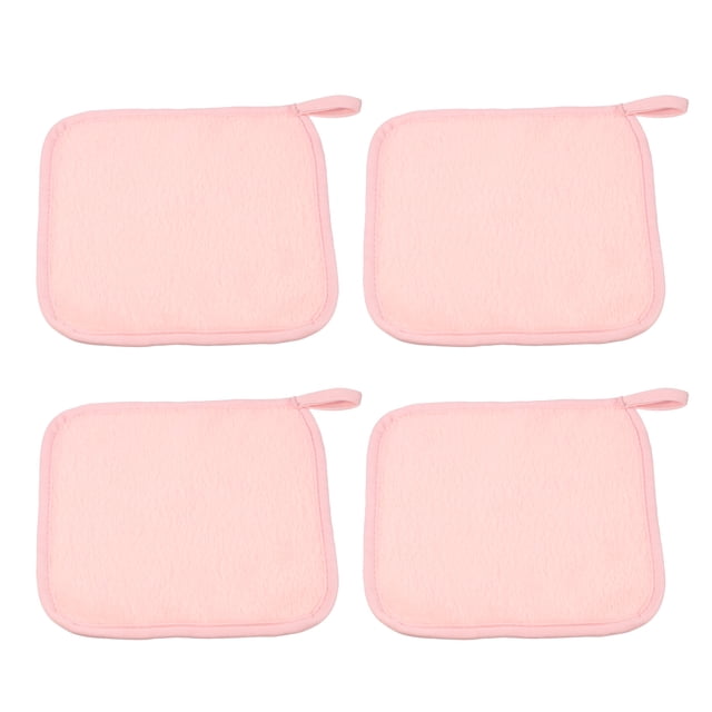 4uds Maquillaje Extracción Limpieza Paño, Lavable Reutilizable, Rosa, 8''x8''