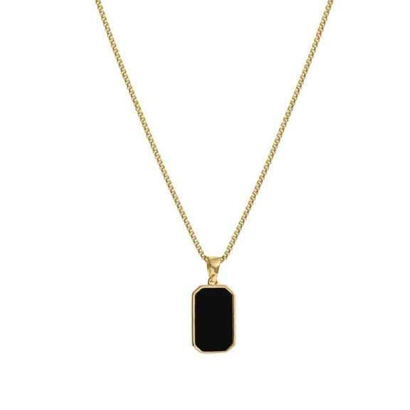2024-Fashion Square Necklace for Women Korean Black Geometric Pendant Necklace. νю οо Z2E6