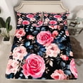 thumbnail image 2 of Manfei Pink Floral Rose 4pcs Bed Sheets for Teens Girls Women,Chic Flowers King Sheets,Spring Graden Super Cozy Sheet Set,Super Cozy Room Decor, 2 of 7