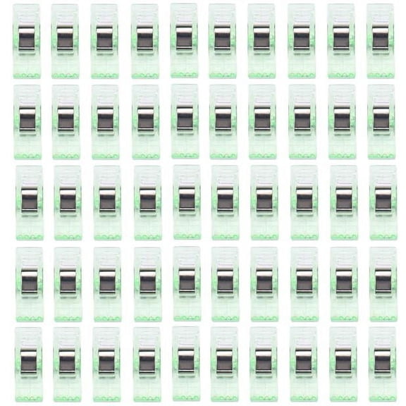 Kiplyki 50 PCS Clear Sewing Craft Quilt Binding Plastic Clips Clamps Pack GN