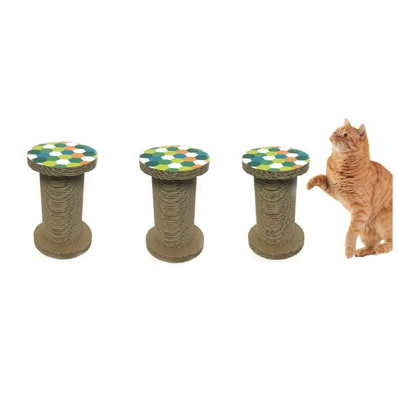 3 Piece Cat Kitten 10" Large Scratch Post Pet Tree Toy Bell Tower Cardboard Environment Friendly Fun