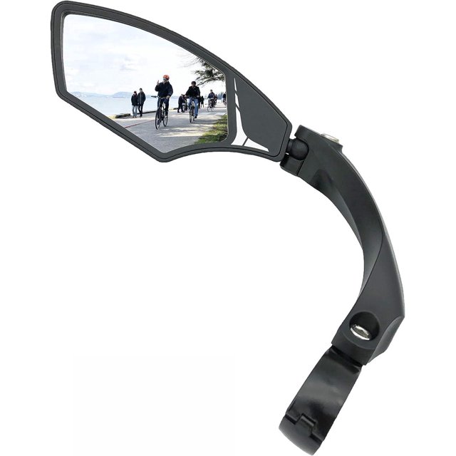 New Handlebar Bicycle Rearview Mirror (Left Black) High Definition Explosion-Proof Electric Bike Rearview Mirror Glass Lens