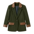 thumbnail image 3 of WRFWUL Women's Vintage Corduroy Blazer with Faux Leather Trim, Fall Winter Notched Lapel Single-Breasted Jacket (S/M/L/XL/XXL), 3 of 7