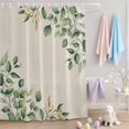 thumbnail image 2 of Shower Curtain Spring Eucalyptus Leaves Shower Curtains for Bathroom Decor, Waterproof Polyester Shower Curtain Set with Hooks, Standard Size 72" x 72" Green Leaf Beige, 2 of 9