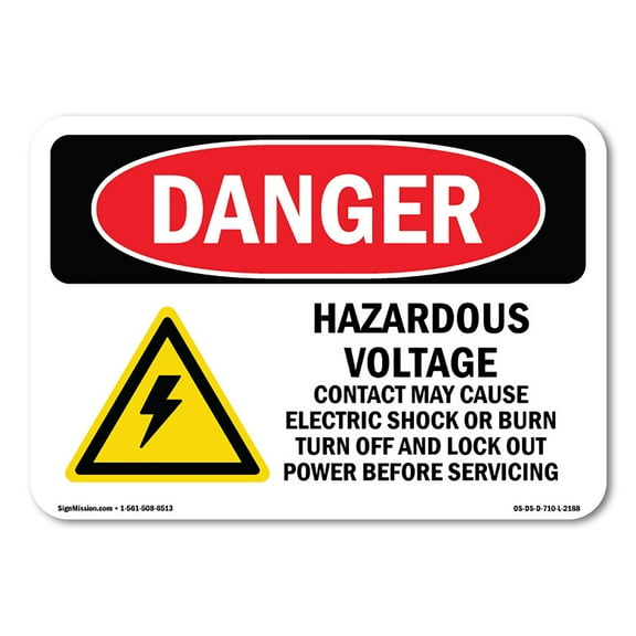 OSHA Danger Sign - Hazardous Voltage Contact May | Plastic Sign | Protect Your Business, Construction Site, Warehouse & Shop Area | Made in The USA