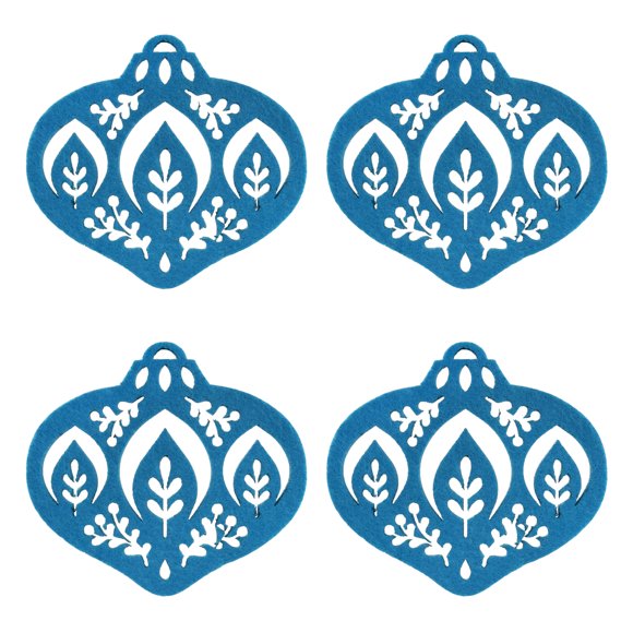 Lot de 4 sous-verres en feutre bleus en forme de feuille de Noël Holiday Time, Protecteur de table d'isolation thermique
