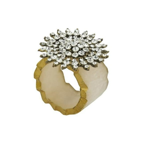Beaded Elegance Resin Napkin Ring, Gold - Set of 4