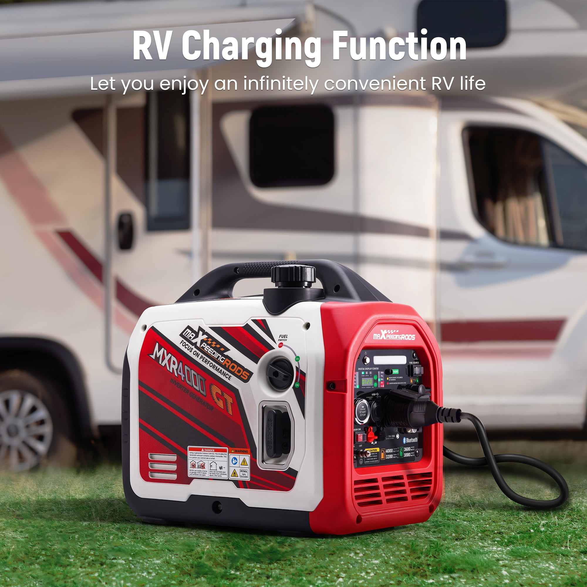 Maxpeedingrods 4000watt Portable Dual Fuel Generator Inverter LPG/Gas Bluetooth Start Quiet