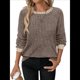 thumbnail image 1 of Camisas de Larga para Mujer, Suéteres, Conjuntos de Otoño, Bloques de Color, Ropa de Invierno, Elegantes, Informales, Suaves. Caqui XXL, 1 of 7