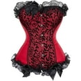 thumbnail image 1 of Corset Amincissant Gothique pour Femmes Grande Taille avec Dentelle, Rouge Vin, 1 of 1