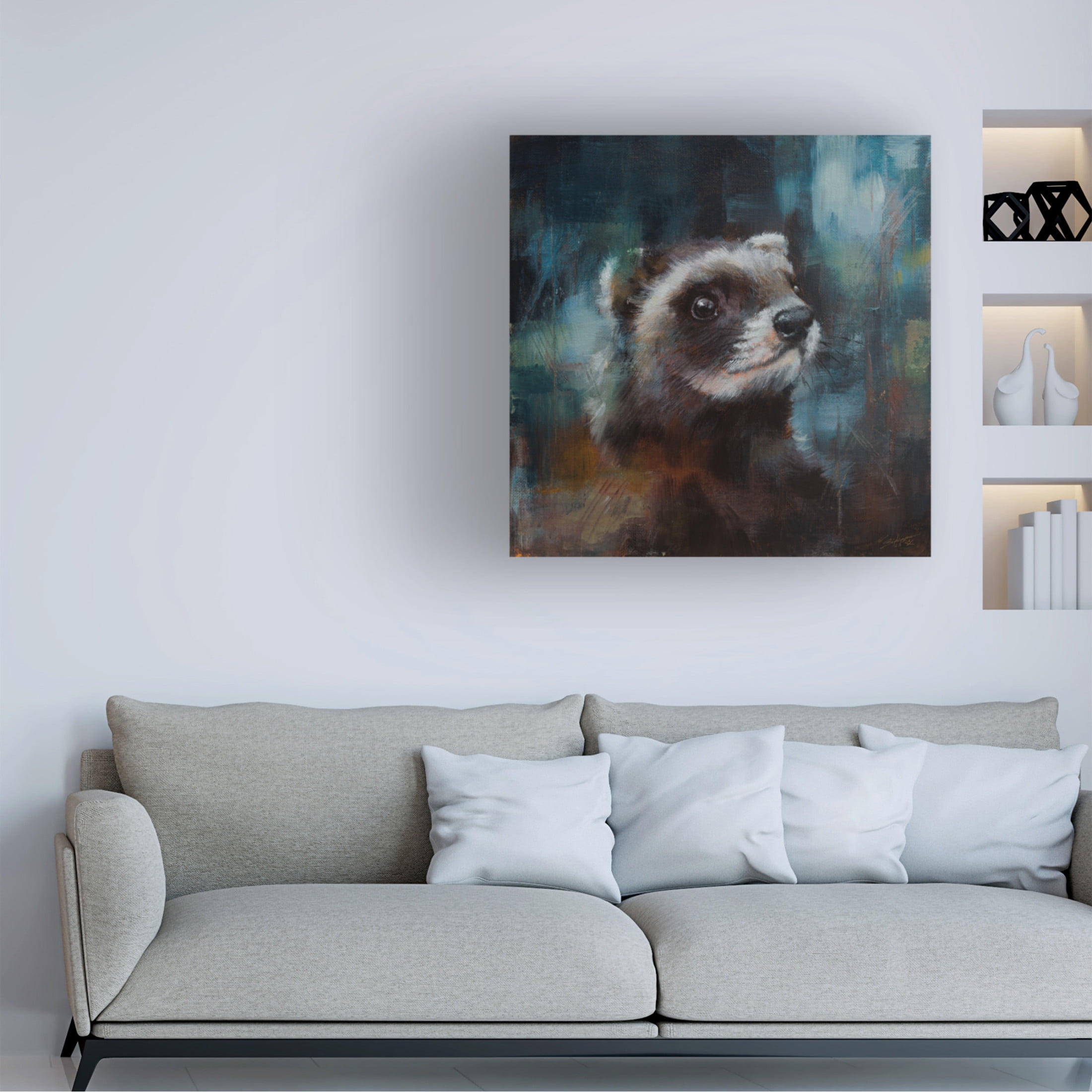 Canvas Wall Art - John Silver 'Pole Cat' Wall Art for Living Room, Bedroom, or Office Décor by Trademark Fine Art - 24 x 24 Inches