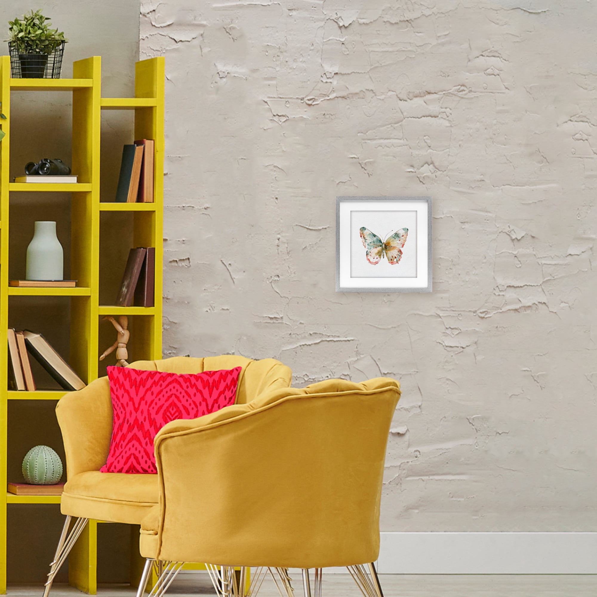 Stupell Industries Muted Watercolor Butterfly Gray Framed Print Under Glass, design by Kim Allen