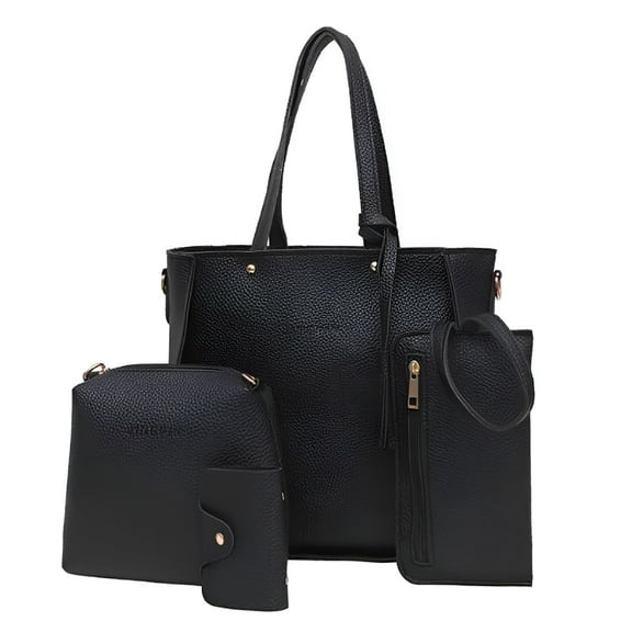 GASTROPOD 4 Pcs Handbag and Purse Set for Women Pu Leather Shoulder Crossbody Tote Bucket Bag Pouch Wallet Card Holder Set Gift for Mother Girlfriend Purse and Wallet Set for Women
