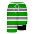thumbnail image 4 of Jjayotai George Shorts Men, Men's Fashion Stripe Printed Elastic Waist Beach Pants, Lined Shorts with Compression Liner Pockets Drawstring, 4 of 6