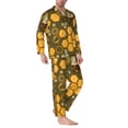 thumbnail image 2 of Salouo Bees and Honeycombs Print Button-Front Long Sleeve Pajama Set for Men, Soft 2Pjs Men's Long Sleeve Sleepwear-Large, 2 of 7
