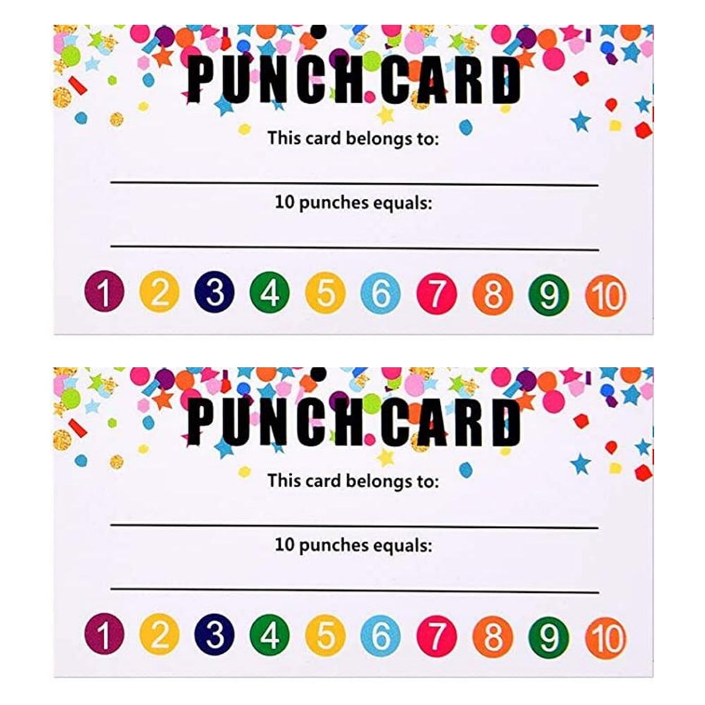 100 Pieces Punch Cards, Incentive Loyalty Reward Card Student Awards
