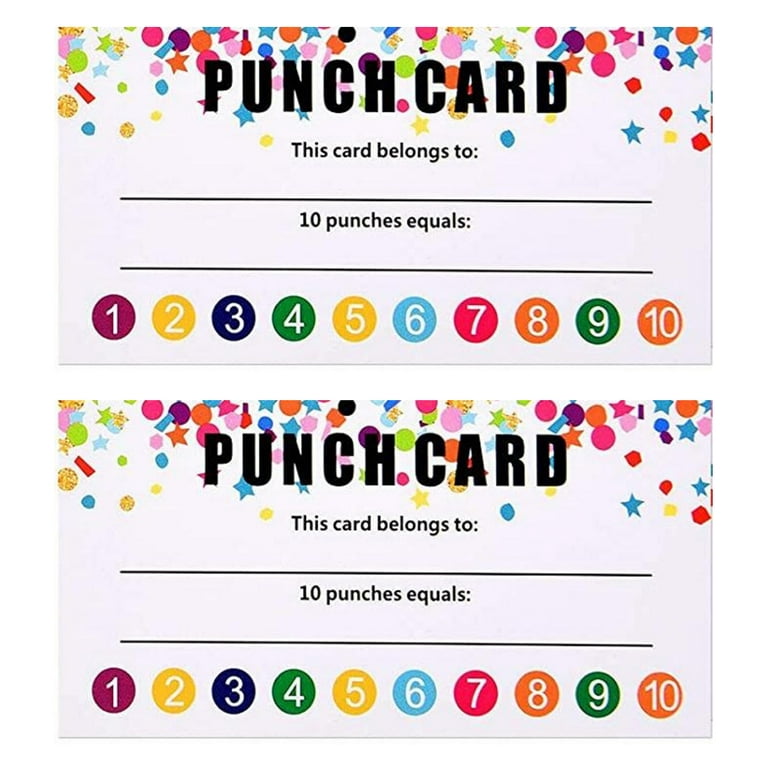 100 Pcs Punch Cards, Incentive Loyalty Reward Card Student Loyalty Cards  for Classroom, 3.5 x 2 Inch 