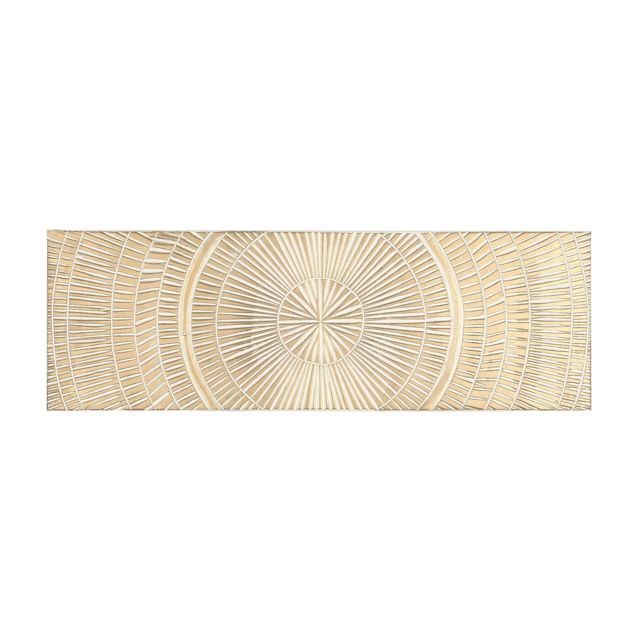 DecMode Gold Wooden Handmade Intricately Carved Radial Geometric Wall Decor with Starburst Design