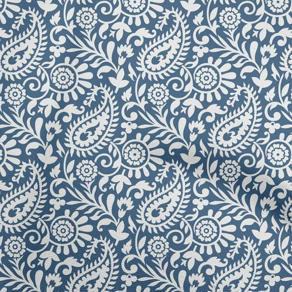 oneOone Cotton Silk Blue Fabric Block Dress Material Fabric Print Fabric By The Yard 42 Inch Wide