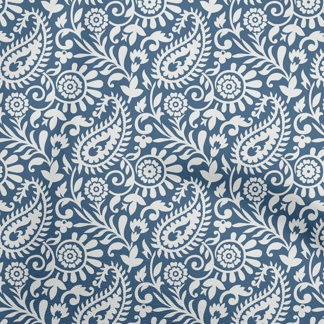 oneOone Cotton Poplin Blue Fabric Block Craft Projects Decor Fabric Printed By The Yard 56 Inch Wide