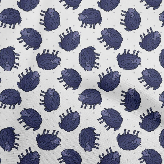 oneOone Georgette Viscose Dark Blue Fabric Kids Sheep Craft Projects Decor Fabric Printed By The Yard 42 Inch Wide
