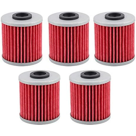 HF207 207 Oil Filter Replacement for Kawasaki KX250F KX450F Suzuki RMZ250 RMZ250L RMZ450 RMX450Z FL125 (Pack of 5)