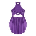 thumbnail image 4 of TiaoBug Girls Shiny Rhinestone Latin Jazz Dance Dress Salsa Cha-Cha Rumba Dance Leotard Costume Purple 14, 4 of 5