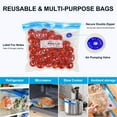 thumbnail image 5 of Reusable Sous Vide Bags, 40 PCS 3 Sizes (25 Pcs 8.5"x8", 10 Pcs 11"x 10" and 5 Pcs 13.5"x 10") Vacuum Sealer Zipper Bags for Food Storage, 3-in-1 Large Sous Vide Vacuum Bags for Meal Prep or Storage, 5 of 7