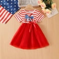 thumbnail image 2 of Byoo Toddler Girls' Patriotic Stars Stripes Tutu Dress 4th of July Bow Accent Tulle Fit-and-Flare Dresses Independence Day Clothes ，5-6 T, 2 of 9