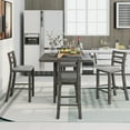 thumbnail image 2 of Momei 5-Piece Wooden Counter Height Dining Set Grey, 2 of 5