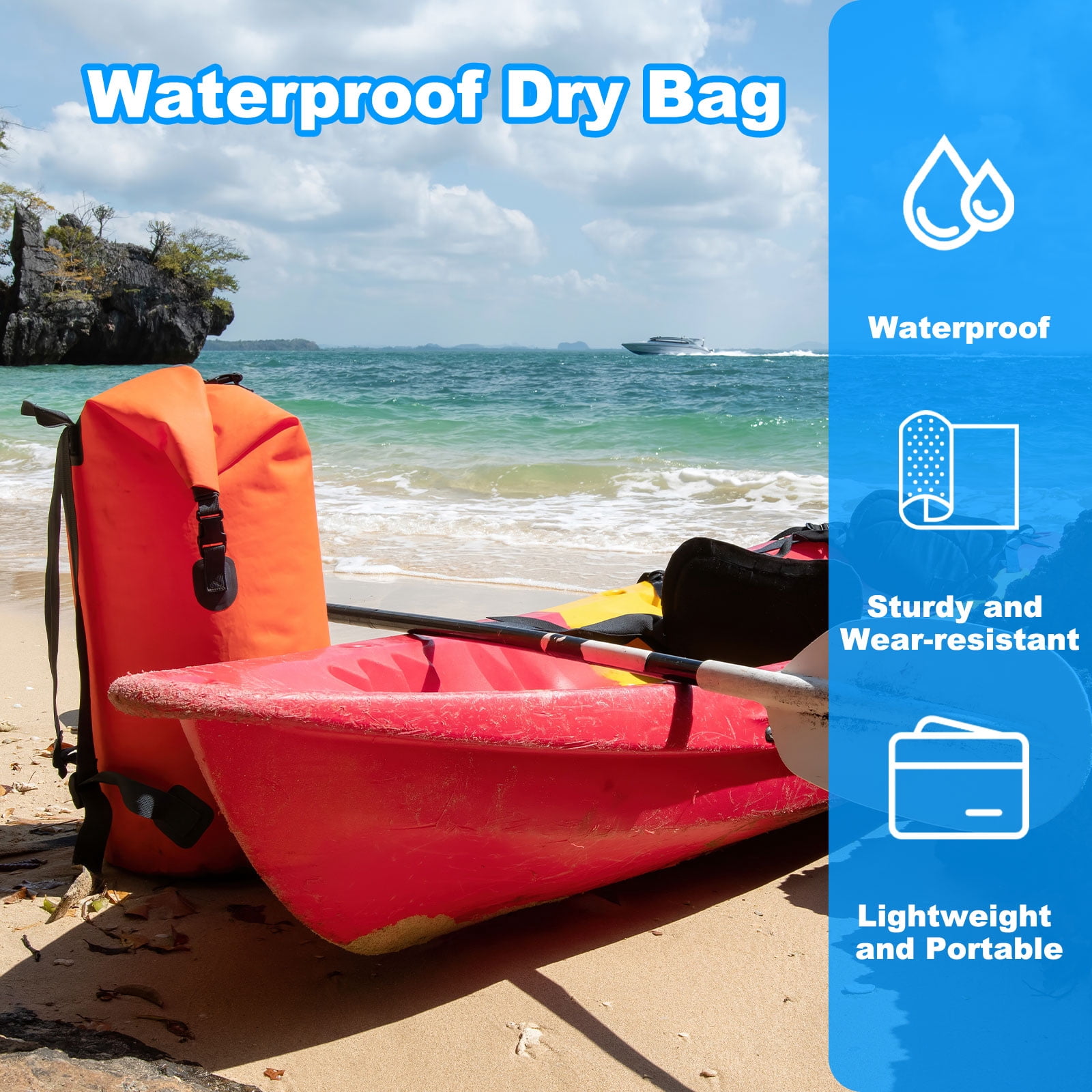 2 Pcs Waterproof Dry Bag Dry Sack Lightweight Portable Travel Dark Blue