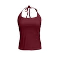 thumbnail image 4 of WEIWEN Halter Tank Tops for Women Tie Back Backless Cami Vest Summer Scoop Neck Sleeveless Workout Going Out Tops Red, S, 4 of 6