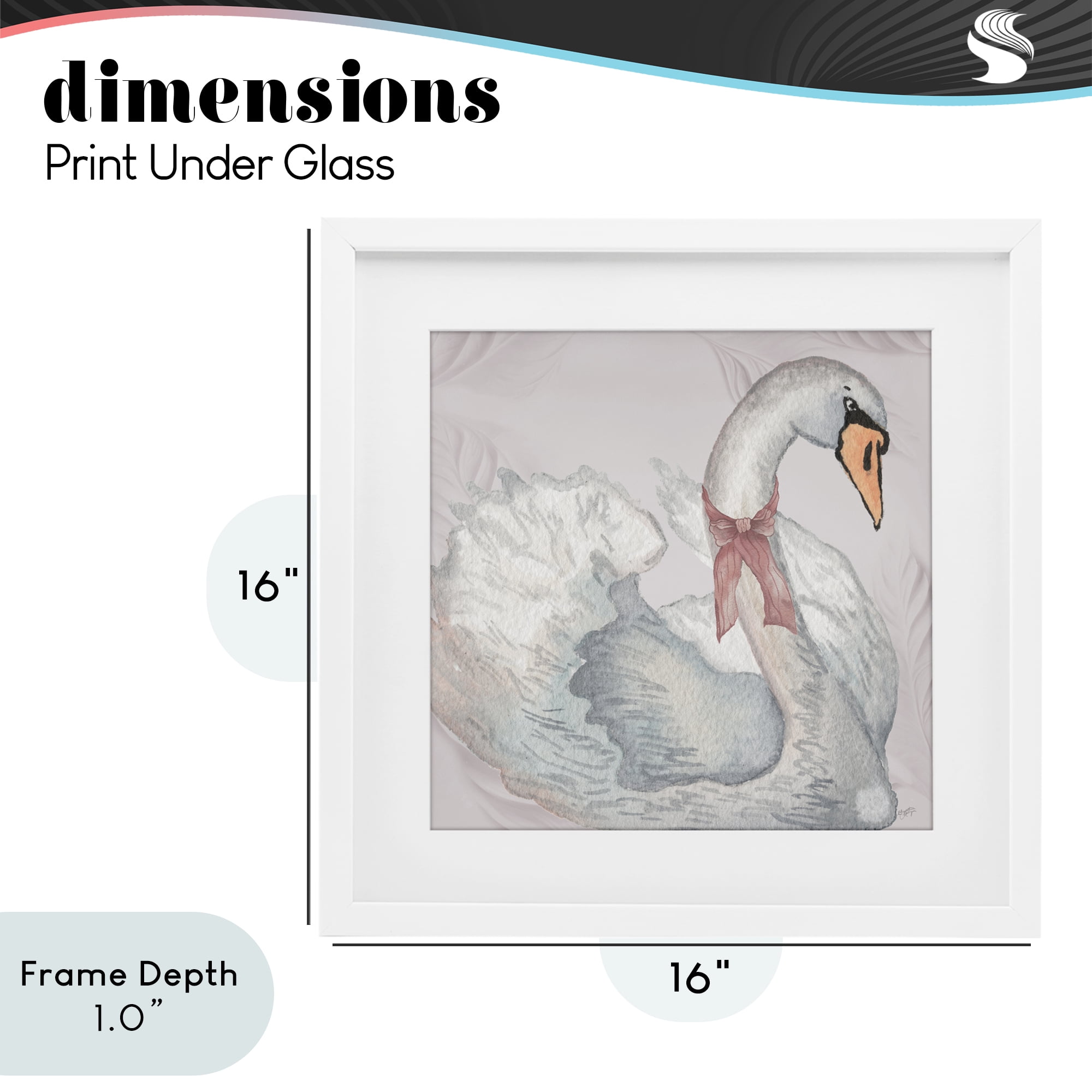 Stupell Industries Subdued Classic Swan White Framed Print Under Glass, design by Elizabeth Medley