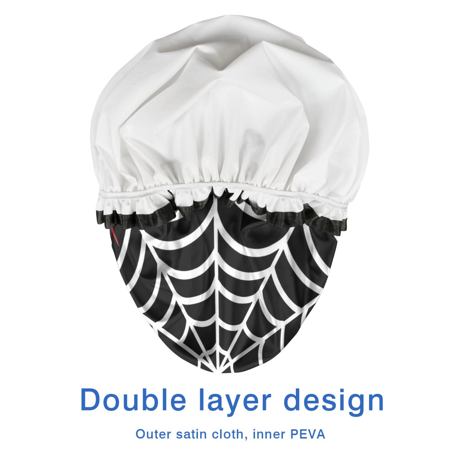 Shower Caps,Black Halloween Spider Webs Waterproof Shower Cap for Women 4 Pieces,Double Reusable Hair Cover for Shower PEVA Elastic Stretch Hem