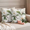 thumbnail image 2 of Country Flowers Outdoor Waterproof Pillow Covers, Botanical White Floral Leaves Butterfly Decorative Square Throw Pillowcase Sofa Cushion Sham for Patio/Couch/Chair, 18"x18" 2 Pack, 2 of 8