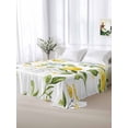 thumbnail image 5 of Summer Lemon Queen Size Flat Sheet, Wrinkleproof & Fadeproof Cooling Flat Bed Sheet Only, Yellow Fruits Botanical Spring Floral Breathable Soft Bedding Top Sheets 90 x 102 Inches, 5 of 8
