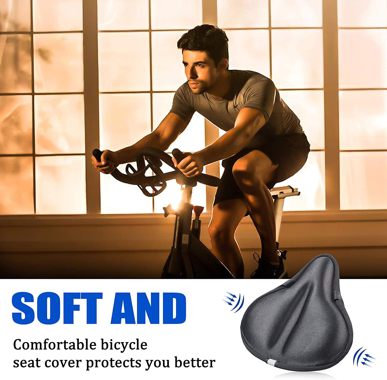 Comfortable Soft Anti-Slip Bike Saddle Cushion for Mountain Biking Keenso Bicycle Seat Saddle Cycling Stationary Women Men