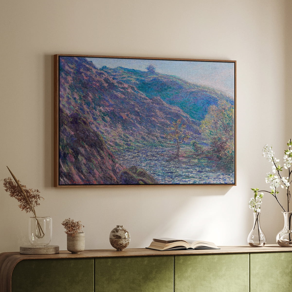 Vintage Landscape-CLIX By Wexford Home Framed in Walnut Wood Gallery Wrapped Canvas 27 in. x 41 in.