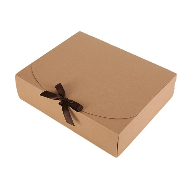 Caja de regalo con tapa, caja de regalo de papel rectangular, pequeña caja de recuerdo de fiesta reciclable, caja de propuesta para , caj Marrón
