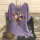 thumbnail image 3 of Camiseta de Mujer Camiseta de Manga Corta Impresión Casual Raglan Suelto de Lino Top Blusas, Cuello de la Tripulación, 3 of 4