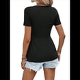 thumbnail image 3 of Camiseta de Verano para Mujer con Cuello en V, Corta y Volantes, Color Negro, Talla L, 3 of 7