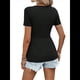 thumbnail image 3 of Camiseta de Verano para Mujer con Cuello en V, Corta y Volantes, Color Negro, Talla L, 3 of 7