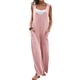thumbnail image 2 of VISgogo Mono para mujer, elegante, sin mangas, patchwork, suelto, largo, pierna ancha, pantalones con bolsillos VISgogo  moda, 2 of 9